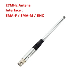 Quansheng-Antena CB estendida de mão, 27MHz, CB, Recurso de desdobramento, 2.15dBi, 20W, BNC, SMA, Masculino, SMA, Opções femininas, Walkie