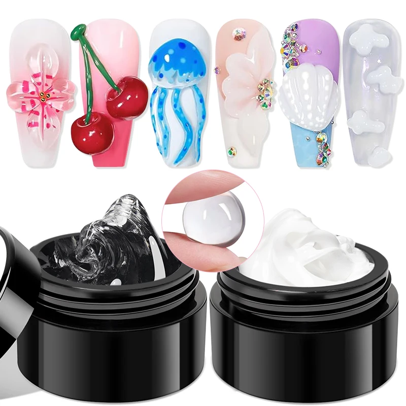 

AWStorG 15g Clear & White Non Stick Hand Extension Gel 3D Shaping Sculpting Carving Nail Art Solid Hard Gel for Fake Nail