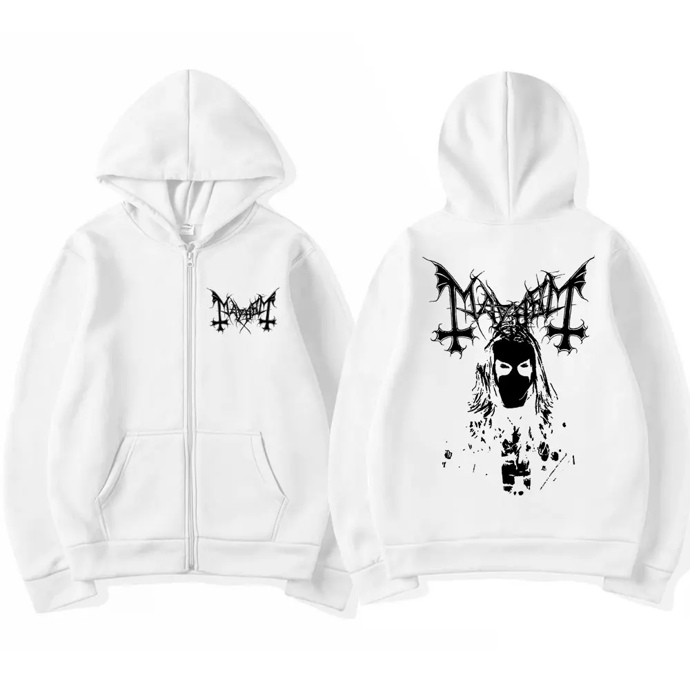 Mayhem Black Metal Zipper Hoodies Men Women Hip Hop Fashion Harajuku Punk Sweatshirt Streetwear Oversized Casual Zip Up Jacket