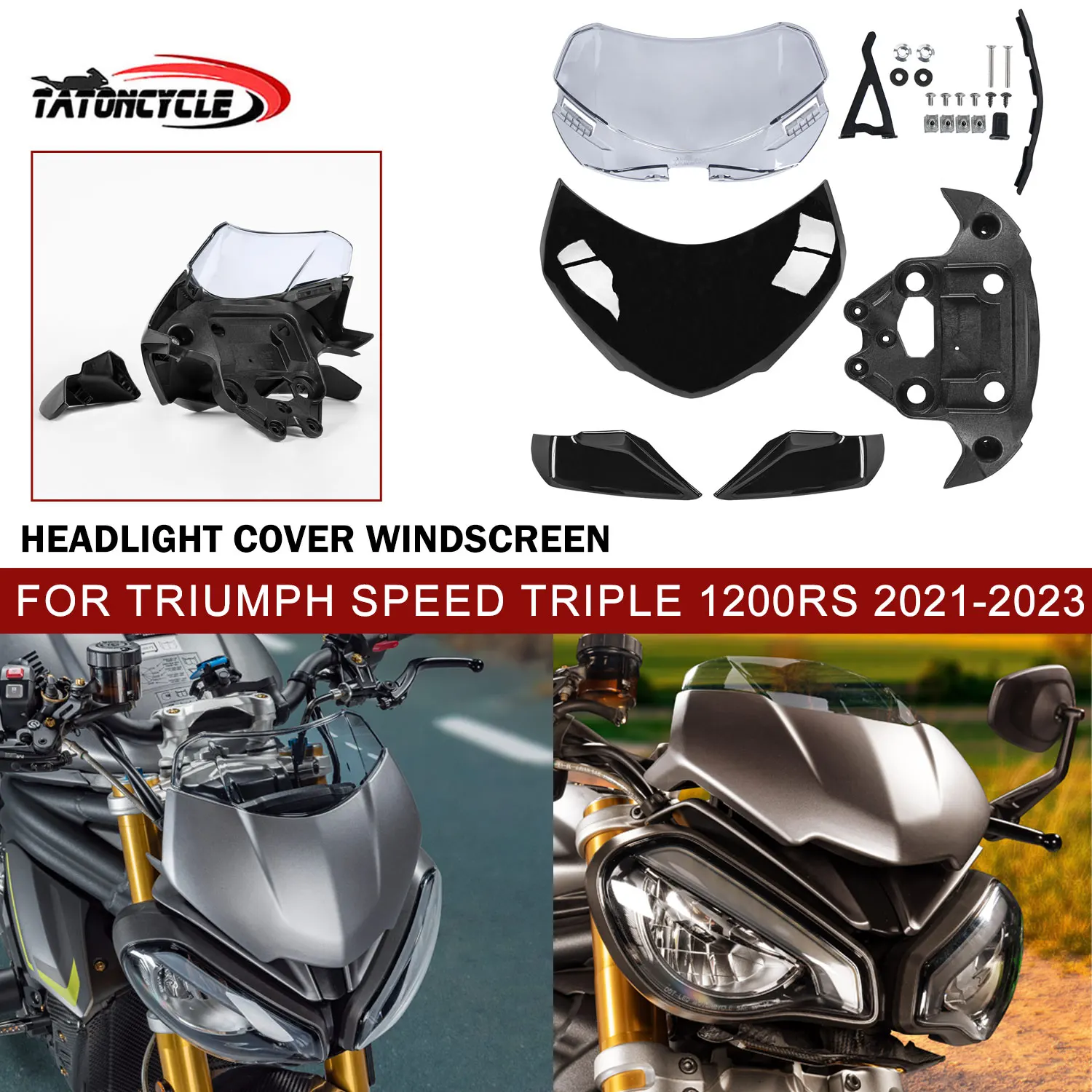 

Motorcycle Front Headlight Cover Windscreen for Triumph Speed Triple 1200 RS Windshield Visor Deflector 2021 2022 Accessories