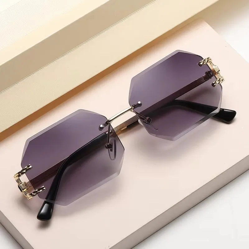 Trendy Polygon Gradienten Sonnenbrille Frauen Männer Marke Designer Sonnenbrille Weibliche Rechteck Randlose Schneiden Len Brillen UV400