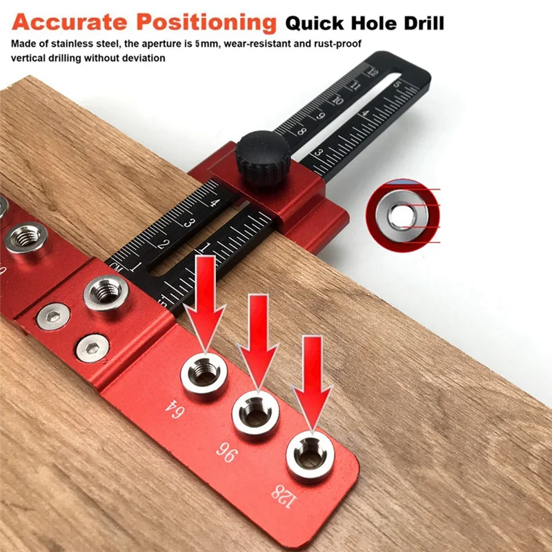 

A53Q-Punch Locator Aluminum Alloy Drawer Cabinet Door Handle Installation Auxiliary Tool, Woodworking Hole Locator