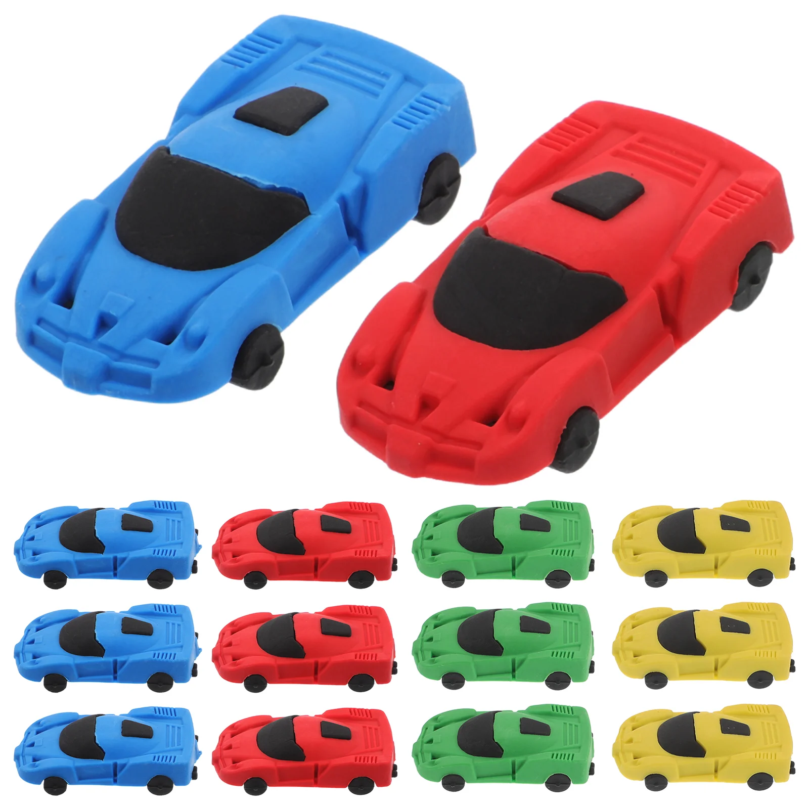 20 Pcs Car Eraser Students Stationery Unique Erasers Toy Food Portable Gift