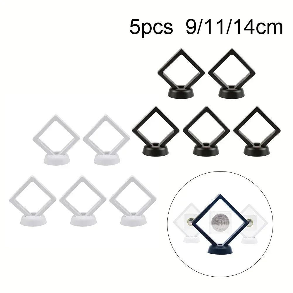 5 pçs 9/11/14cm caixa de exibição 3d flutuante quadro titular caixa clara jóias anel moeda caso exibição colar titular