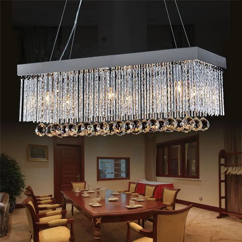 

Rectangle Luxury lamp Crystal Pendant Light Fitting Crystal chandelier ceiling suspension lamp for dining room bedroom