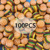 100pcs Mini Simulated Burger Resin Charms Bulk Wholesale 3D Small Hamburg Pendant Diy For Earring Jewelry Make