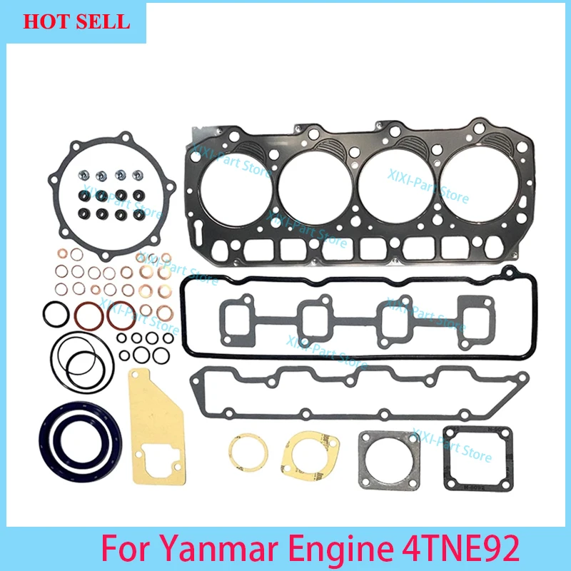 4TNE92 Full Gasket Kit Set For Yanmar 4D92E Engine With Cylinder Head Gasket Overhaul Rebuild Kit 92mm*2HK+2+3
