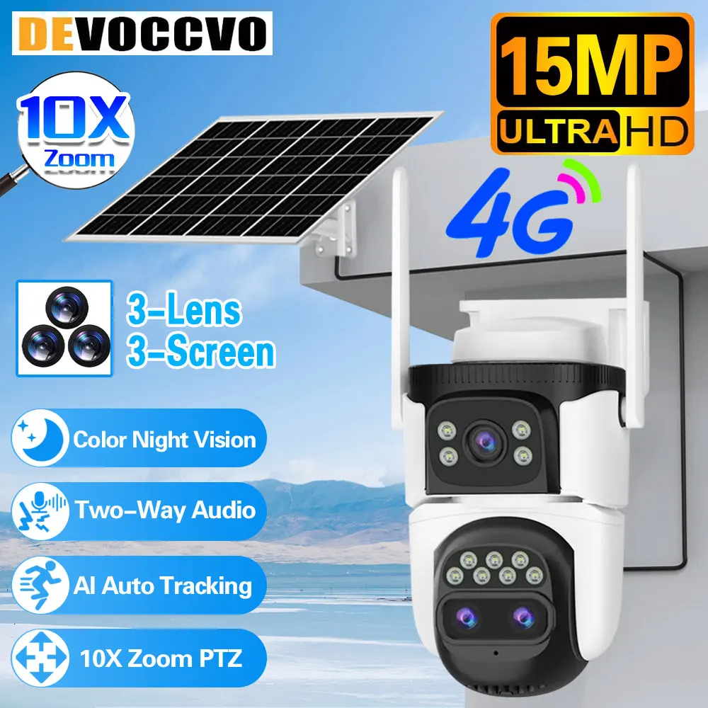 

10X Digital Zoom 4G IP Camera 15MP 8K Solar CCTV Surveillance Outdoor Waterproof Monitor Pir Motion Detect Night Vision O-Kam