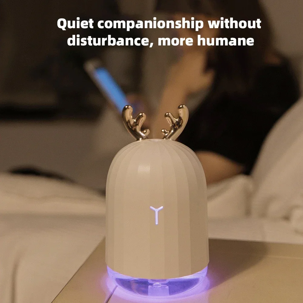 Portable Deer Shape Essential Oil Humidifier Ultra Quiet Aroma Diffuser Color Changing LED Night Light Auto Shut-Off for Sleep Relaxation Home Bedroom Decor