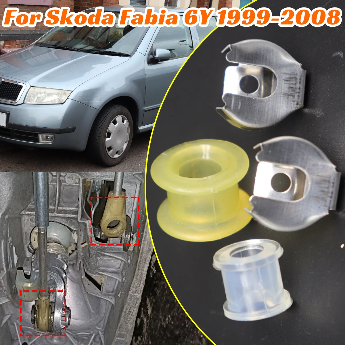 

4pc/kit for Skoda Fabia 6Y 1999-2008 Gearshift Cable Control Bushing Lock Washer End Rod Repair Kit Parts Lever Manual Trans Car