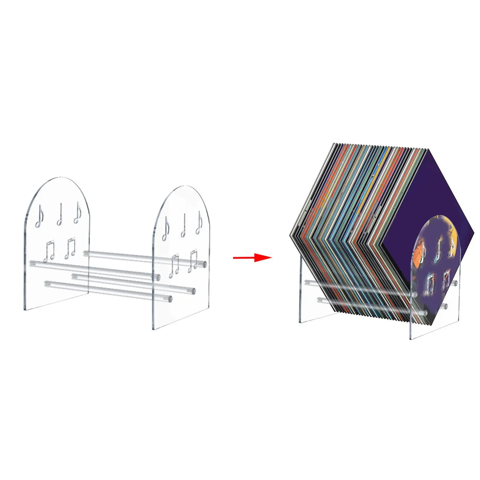 Vinyl Record Display Stand Multiuse Acrylic Vinyl Storage Rack for Albums