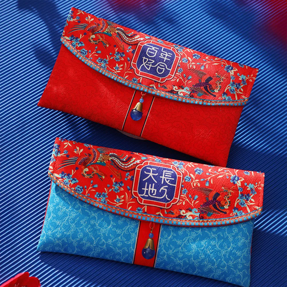 

Красные свадебные конверты в китайском стиле, тканевые конверты для денег, элегантные традиционные конверты для наличных, подарки на свадебный праздник, красные конверты