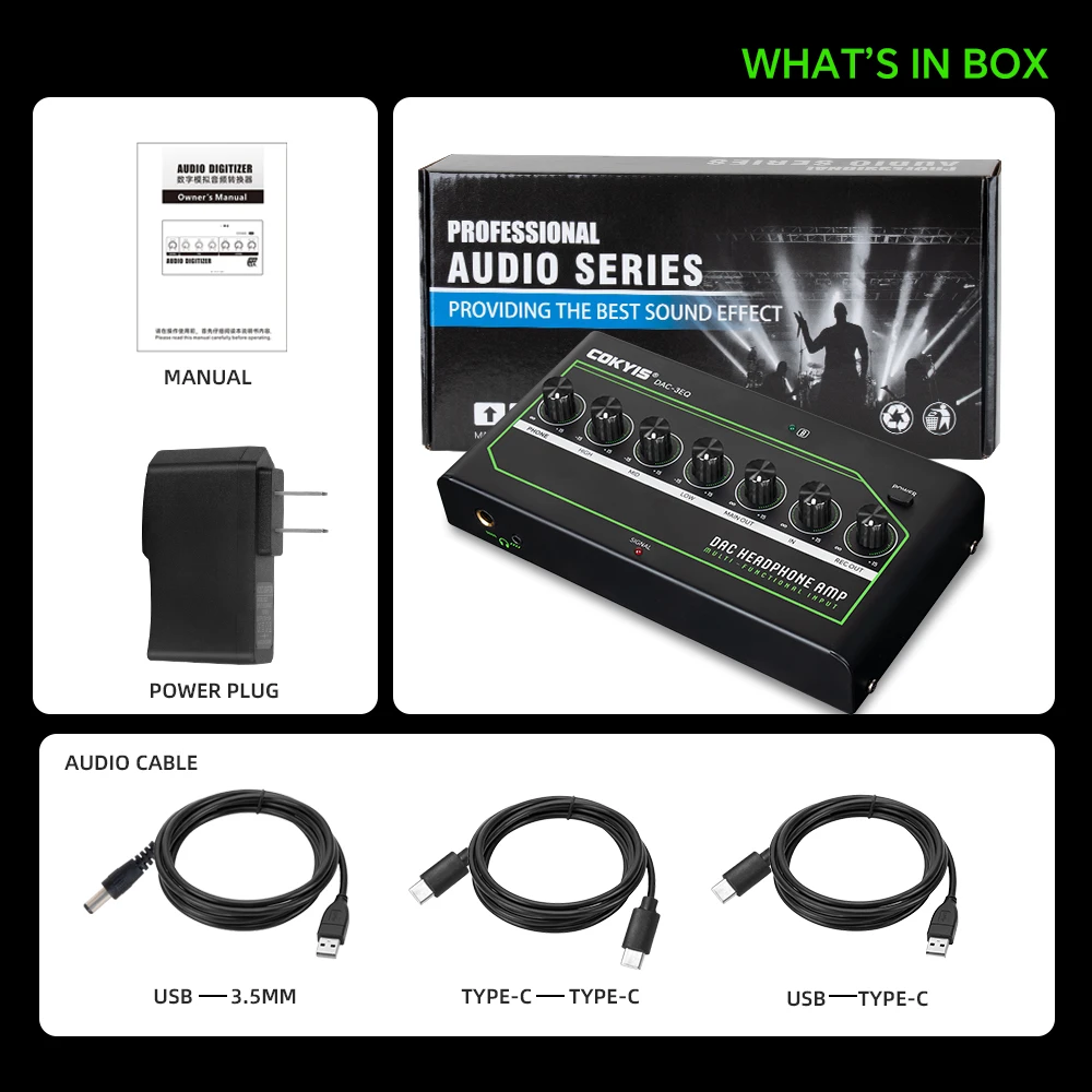 Amplificador de auriculares para juegos DAC Intergace de entrada multifuncional Calidad de sonido pura de alto rendimiento