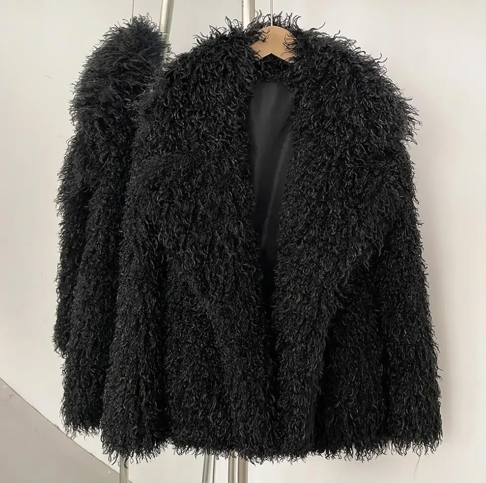 2025 Women Fur Coat Eco-friendly New in Winter Long Sleeve Warm Faux Fur Jacket Female Office Lady Chic Outerwear