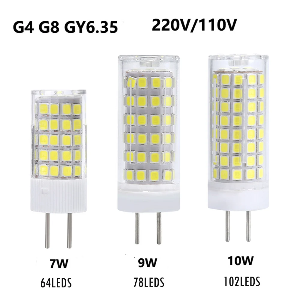 G4 GY6.35 LED corn crystal Bulb 10W 102LEDS  SMD2835 led Crystal Spotlight chandelier Bulb AC 110V 220V 360 degree