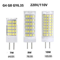 G4 GY6.35 LED żarówka z kryształu kukurydzy 10W 102 diod SMD2835 led kryształowy reflektor świecący 110V 220V 360 stopni