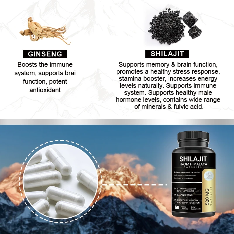 Shilajit Supplement For Immune System, Memory & Brain Health, Accelerate Body Metabolism Energy Production Athletic Performance