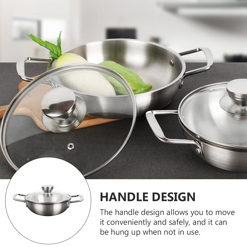 

Корейская кастрюля для рамэна из нержавеющей стали, стеклянная крышка, легко чистящаяся кастрюля для приготовления супа, лапши, кухни, кемпинга, корейские кастрюли для приготовления пищи