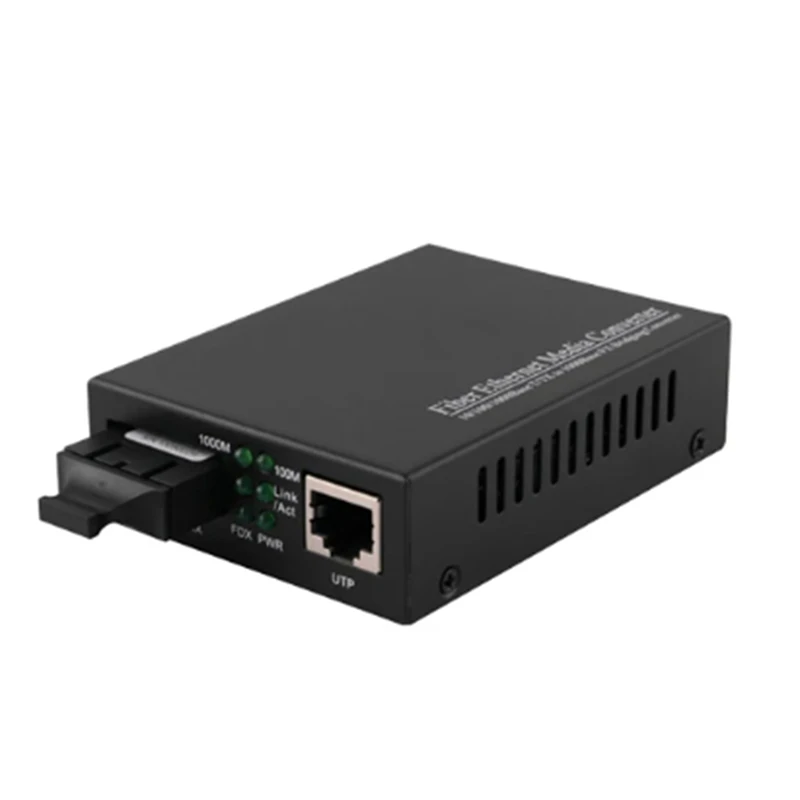 

Gigabit Dual Fiber Media Converter With Built-In 1Gb Multi-Mode SC Transceiver 100/1000M RJ45 To 1000Base-LX 2Km EU Plug