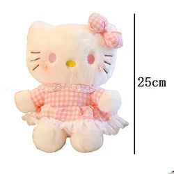 25cm Kawaii Christmas Hello Kitty Soft Toy Lace Skirt Cat Plush Light Box Stuffed Toys For Girls  Gift Animal Cute Anime Plushie