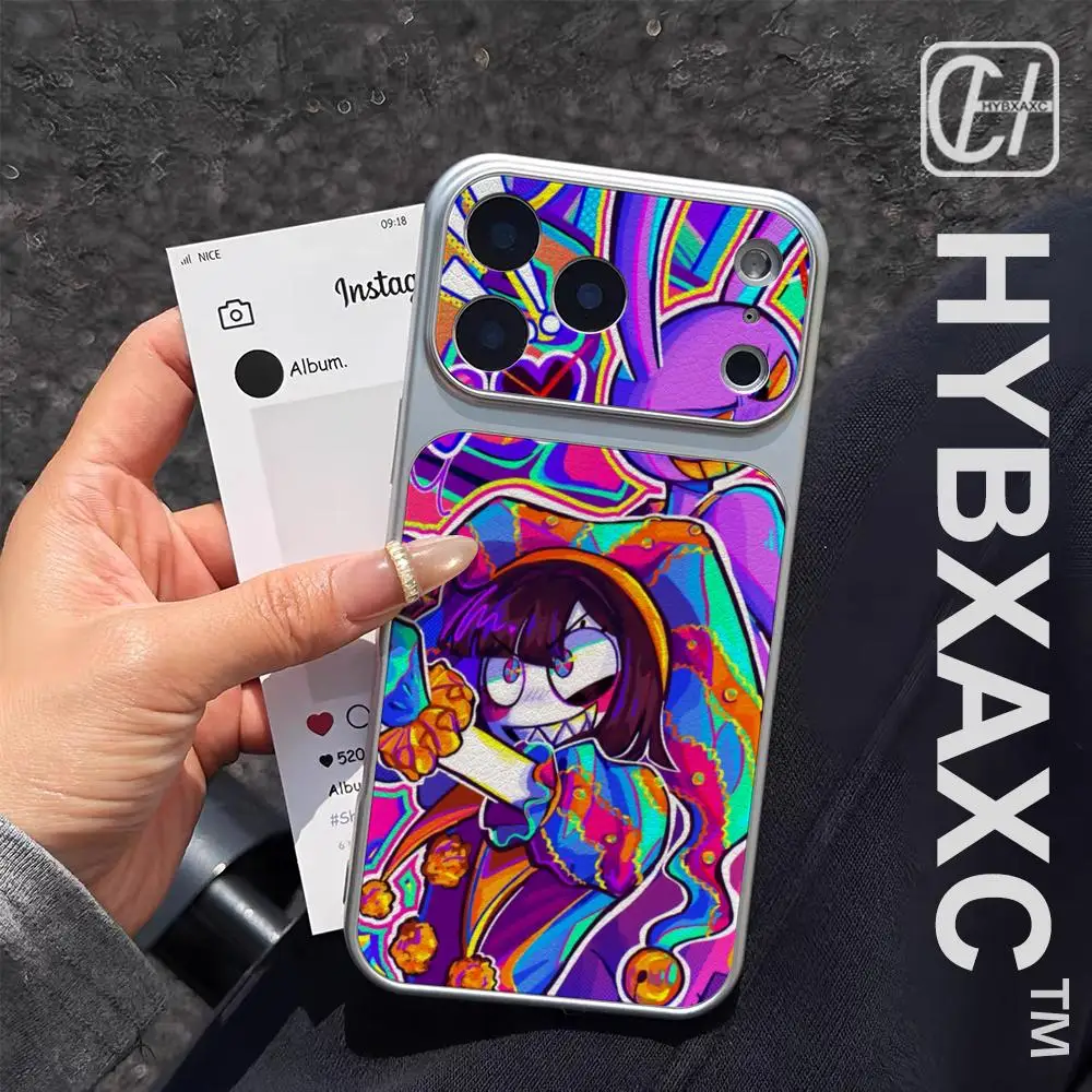 Coque de téléphone Anime The A-Amazing Digital Circus, coque argentée électro-plaquée pour iPhone 17 16 15 14 12 Pro Plus 13 11 Pro MAX