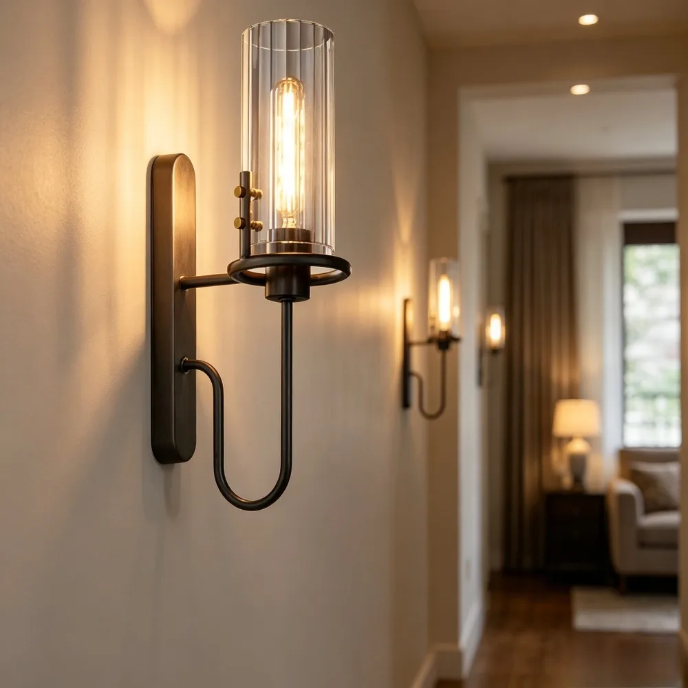 Modern Nordic Wall Lamp E27 Glass Mounted Indoor Home Hotel Bedroom Decorative Interior