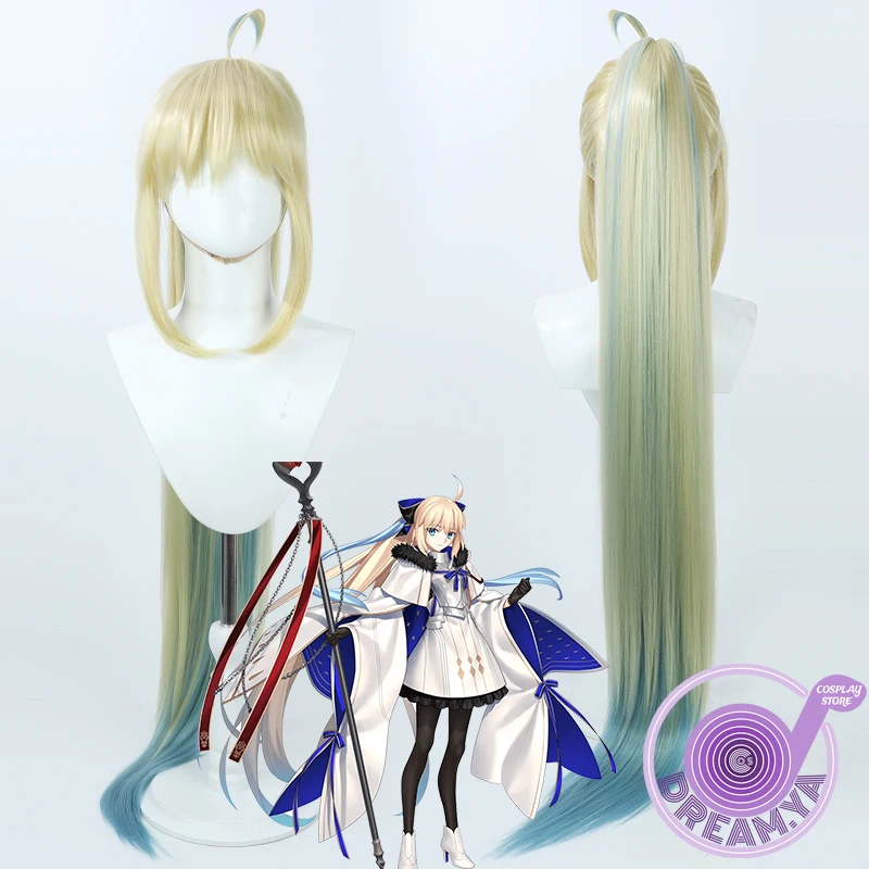 Aesc The Savior Cosplay Wig FGO Fate Grand Order 120cm Ponytail Synthetic Hair Heat Resistant Halloween Role Play Party +Wig Cap