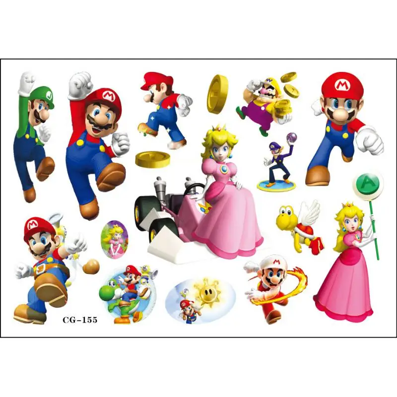 2024 New Super Mario Temporary Tattoo Stickers Cute Decorations Toys Birthday Waterproof Tattoo  For Children Gifts