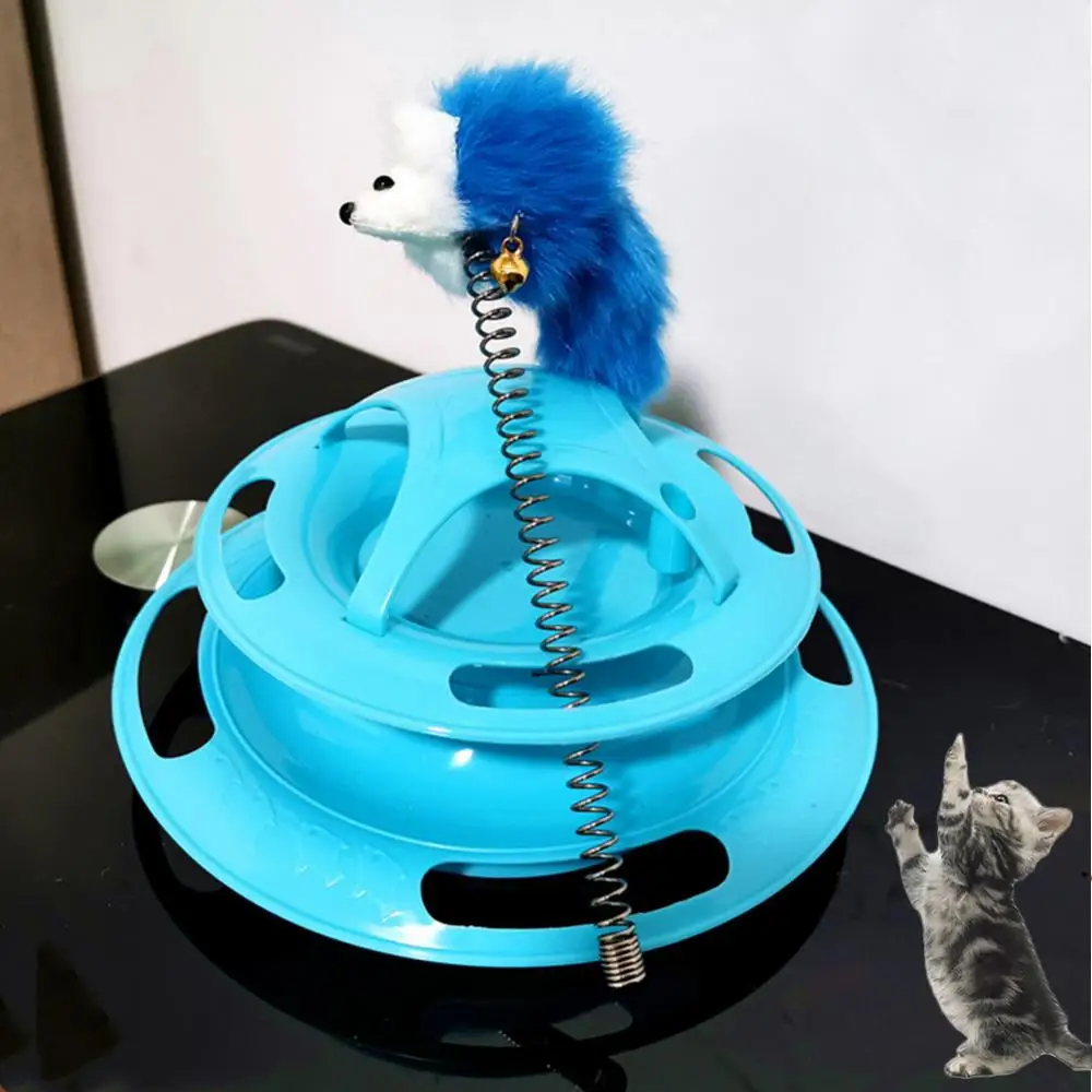 Pet Toy Cat Kitten Teaser Spring Mouse Interactive Toy Small Bell Turntable Replacement Head Feather