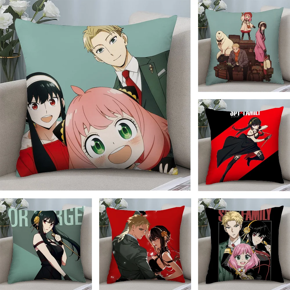 

Hot -Anime S-Spy x Family Pillow Case Short Plush Sofa Decorative Gift Home Double-sided Printing Cushion