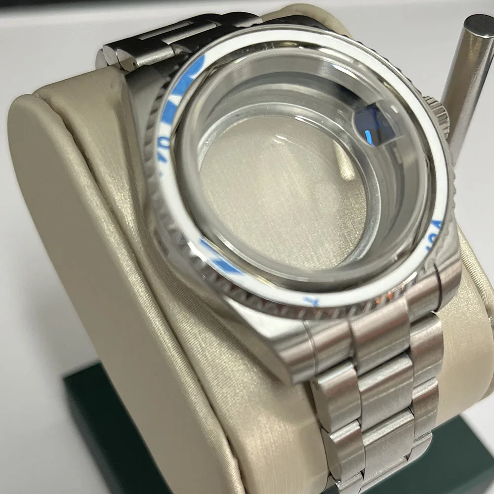 GMT brushed 40MM case strap Ceramic Black dial accessories NH34 Slip pull button sapphire Glass replacement parts image 2