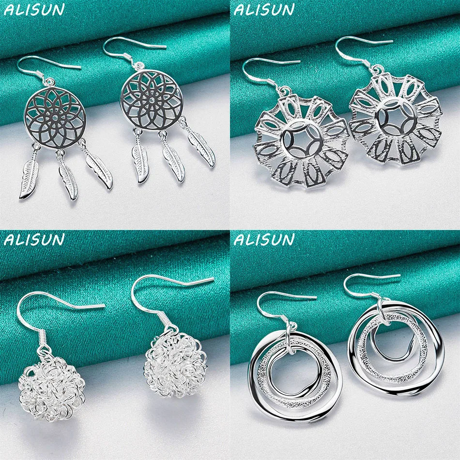 

ALISUN 925 Sterling Silver Geometric Drop Earrings For Women Fashion Jewelry Charm Grace Noble Wedding Accessories