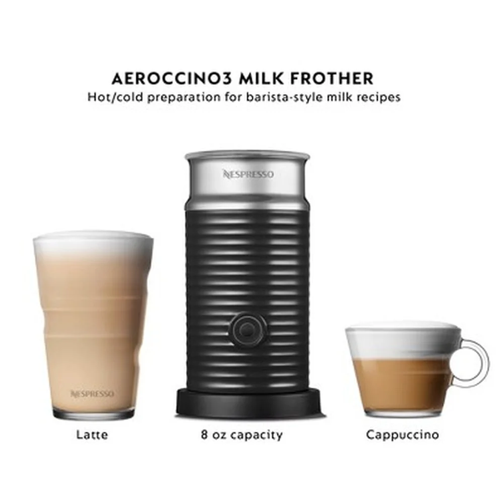 Máquina de café expresso Vertuo Pop com batedor de leite Design compacto 5 tamanhos de copo Sistema de um toque Tanque de água de plástico reciclado