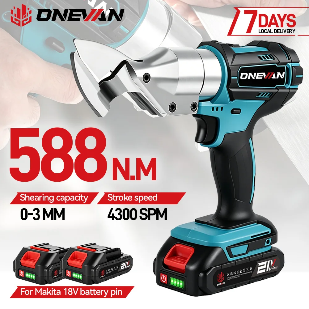 ONEVAN 800W 588N.M Elektrische Eisenschere Kabellose Schere Tragbarer Metallschneider/Eisen-/Rohrschneider Elektrowerkzeug für Makita 18V Akku