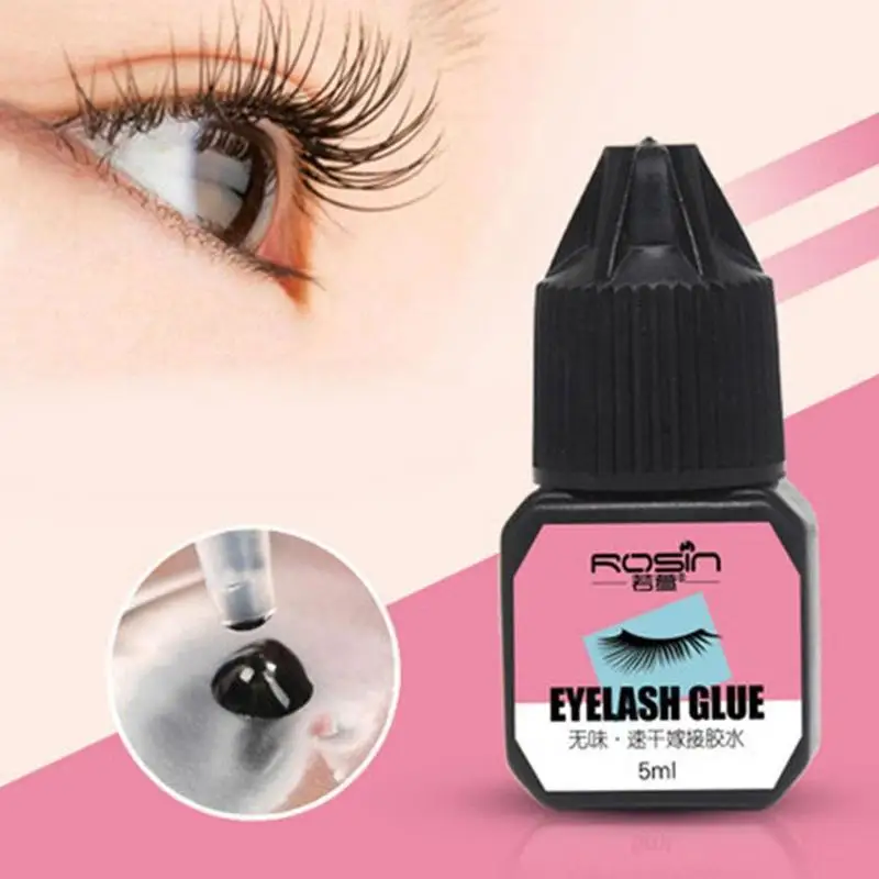 Forte Falso Eye Lash Extension Glue, adesivo de secagem rápida, cola preta, sem maquiagem irritante, vison cílios, 1 segundo, 5ml