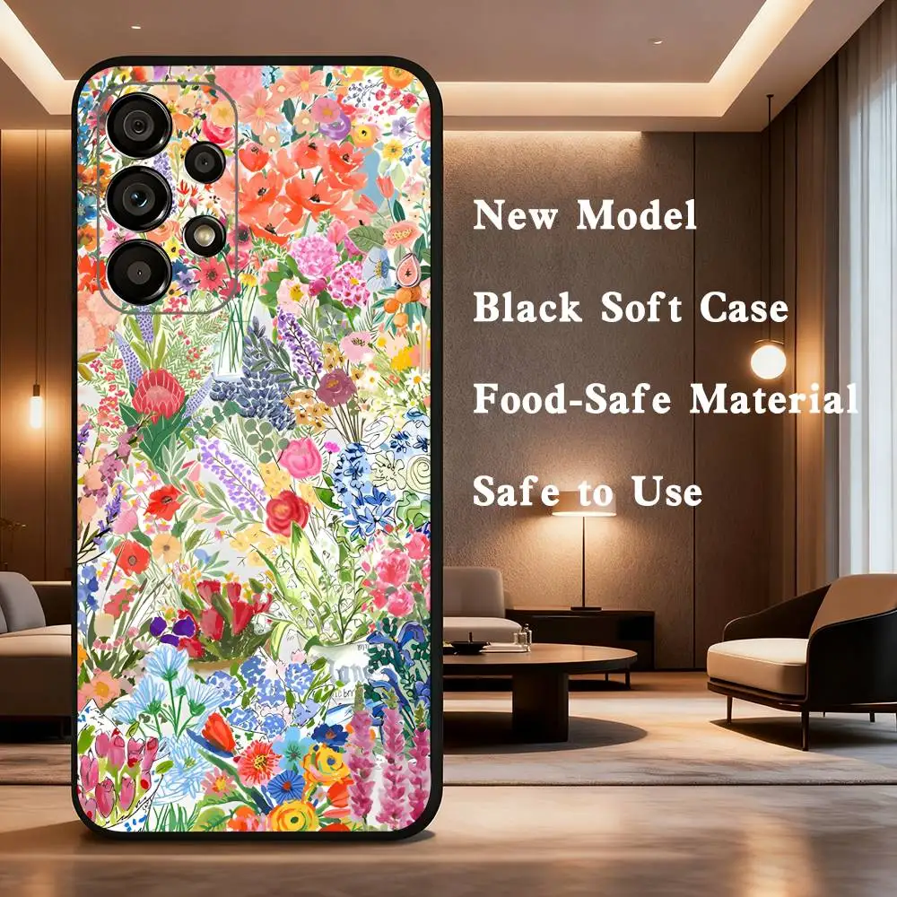 B-Betsy Ann W-Wiltshire London حافظة لهاتف سامسونج جالاكسي A73,31,32,72,41,53,52,71,22,5G,Note,J7,8,9 غطاء أسود ناعم