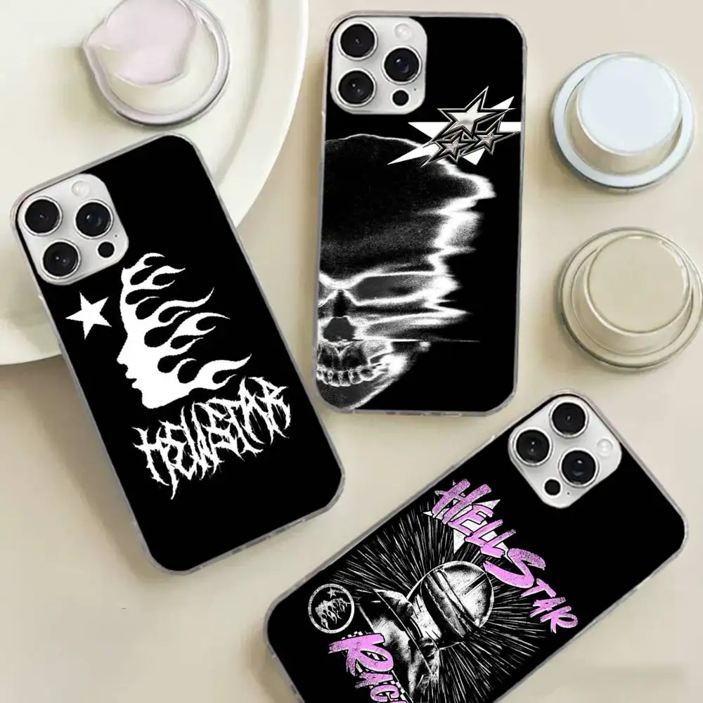 H-HellstarS Fashion Logo Phone Case For IPhone 17 Pro Max 16 15 14 13 12 11 Water Ripple Silver Protective Cover