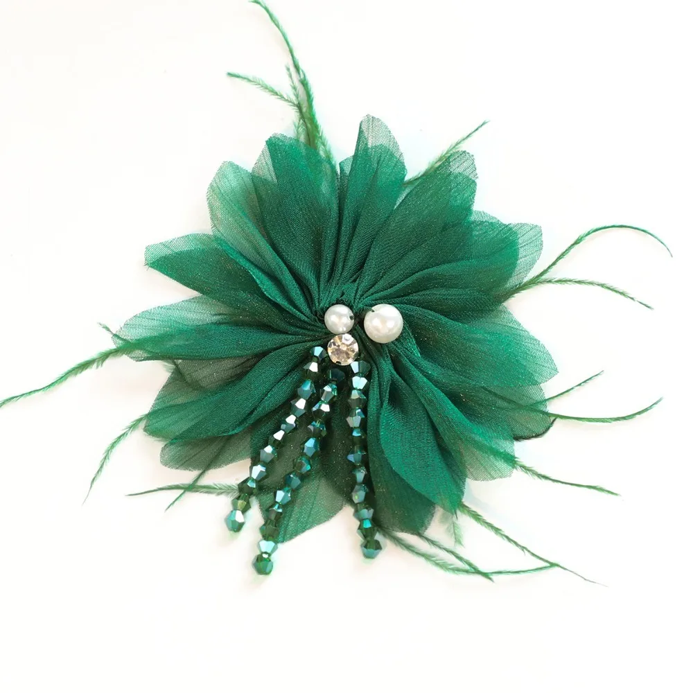 Organza Flower Accessories Crystal Tassel Detail Glitter Crystal Inlay DIY Headdress Part Flower Hair Decor Hair Crown Making