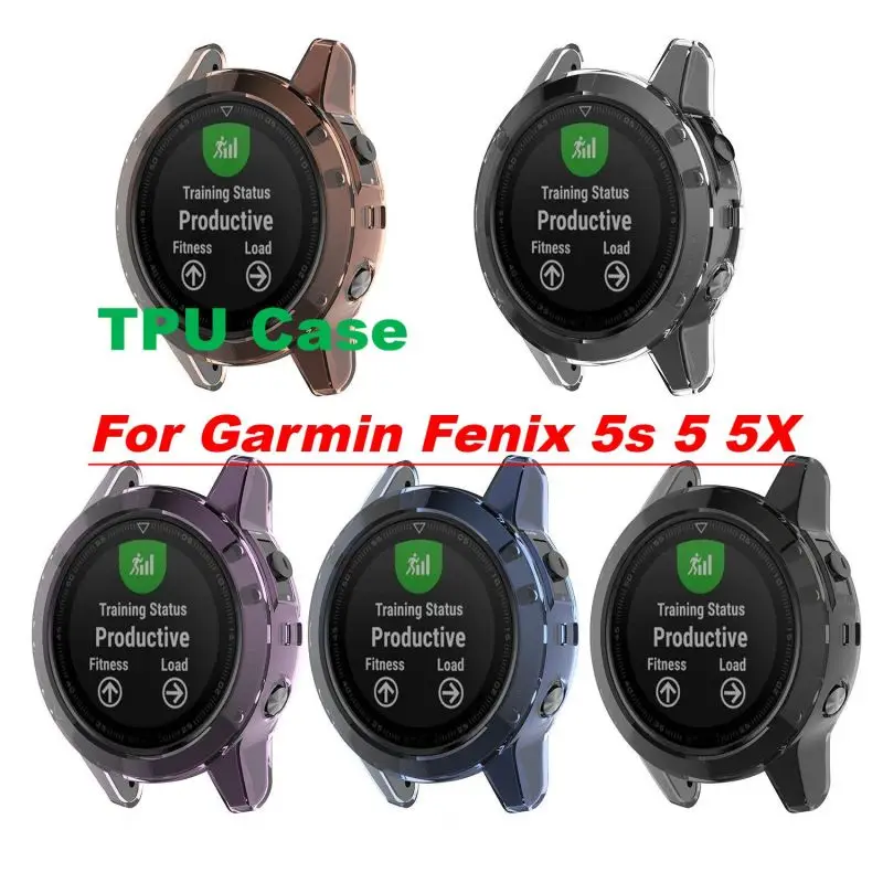 เคส TPU สำหรับ Garmin Fenix 5X 5 5S PLUS สมาร์ทวอท์ชเคสซิลิโคนแบบนิ่มสายกันชน Fenix5อุปกรณ์เสริมเปลือกกรอบ