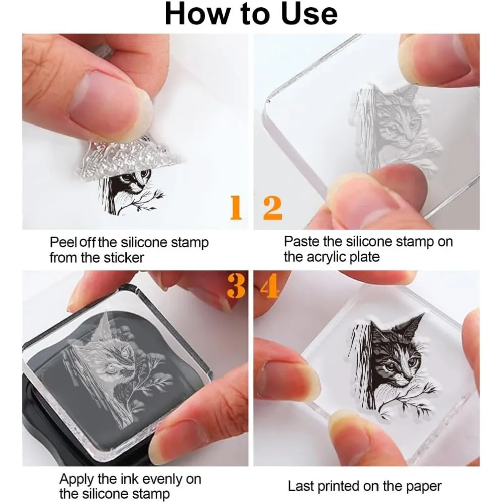 1pc Cat Corners Clear Stamps Kitten with Twig Transparent Stamp Decorative Clear Stamps Craft Stamp Rubber Stamp for Card Making