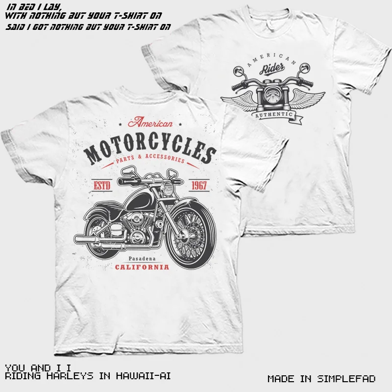 

American Retro Ami Kaji Trendy Motorcycle Pattern Printed Short-sleeved T-shirt Men's Trendy Brand Personality Heavy