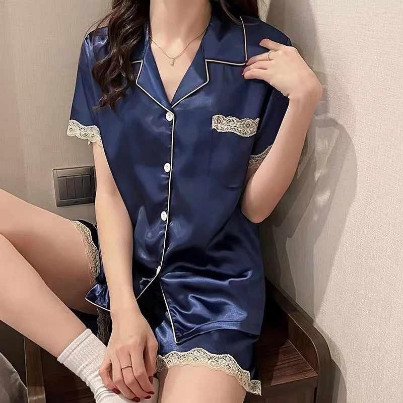 Temperament suspender pajamas with chest pads, two piece set of thin ruffled edge home clothing