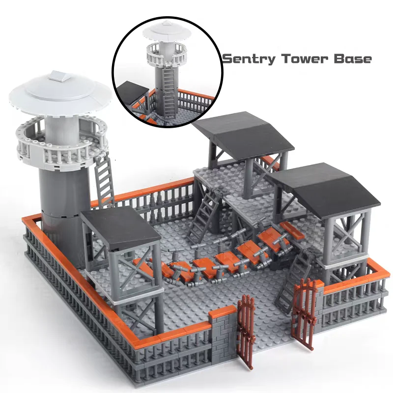 WW2 Military Serial Building Blocks Military Base Tall tower Suspension bridge DIY Block Bricks Toy For Kids Gifts
