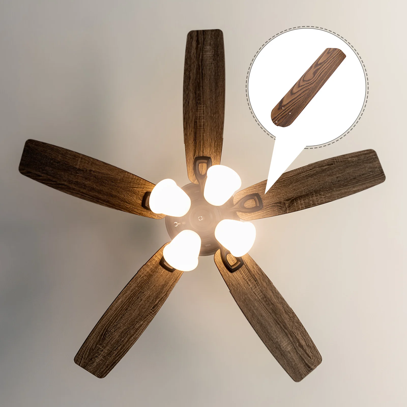 

Ceiling Fan Blade Replacement Parts Wood Grain Plastic Lightweight Easy to Install and Maintain Ceiling Fan Paddles