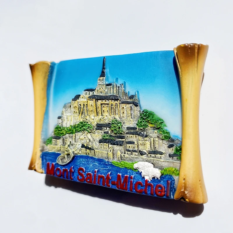 فرنسا، مونت سانت ميشيل، مشهد، هدايا تذكارية سياحية، ثلاثية الأبعاد، لوحة يدوية، ديكور، ملصقات ثلاجة مغناطيسية #3