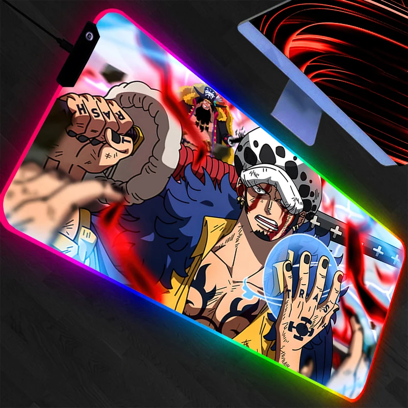 One Piece Large Mouse Pad LED Gamer Desk Mat RGB Modern Table Keyboard Laptop Carpet Backlight Gaming Mousepad Durable