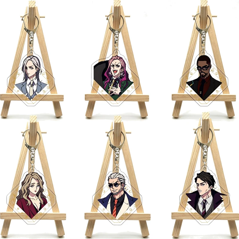 55MM Anime HIGH CARD Figure Wendy Sato Finn Oldman Chris Redgrave Leo Constantine Pinochle Acrylic Keychain Cute Gifts