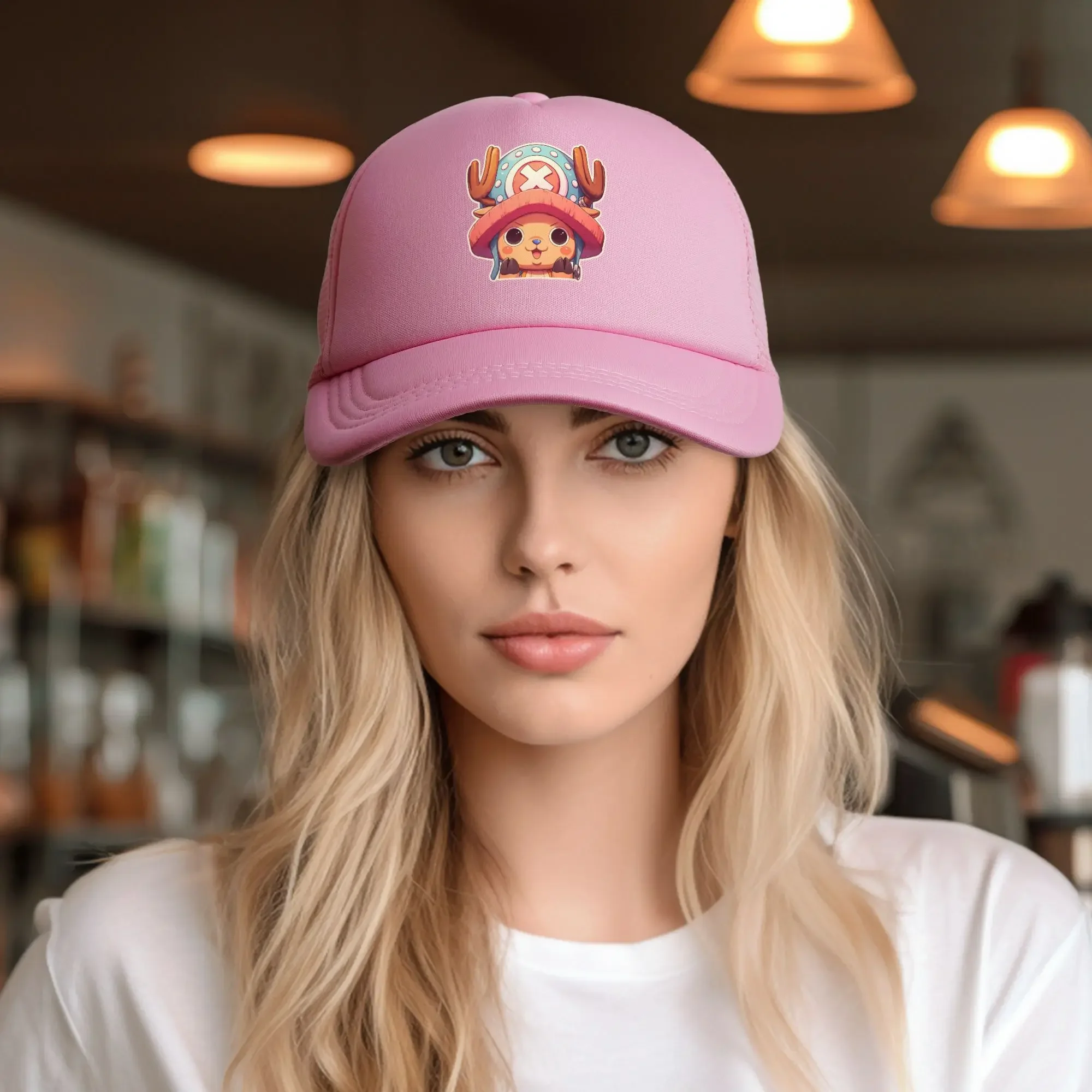 Adult cute Tony Tony Chopper one-pieces Trucker Hat Hip-Hop Mesh Baseball Cap Polyester  Hats Adjustable Racing Cap Summer