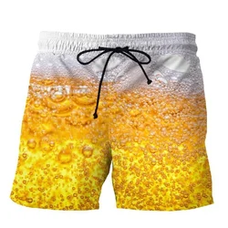 3D Print Funny Beer Beach Shorts For Men Hip Hop Cool Oversized Short Pants Summer Fashion Casual Swim Trunks Male Clothing