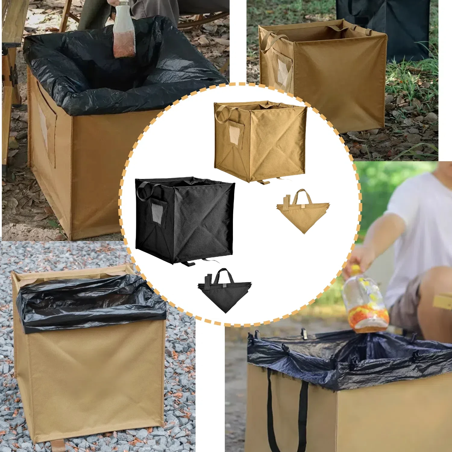 

Fishing Large Capacity Folding Trash Can Trash Storage Basket with Rope Foldable Outdoor Camping Multifunction Trash Storage Box